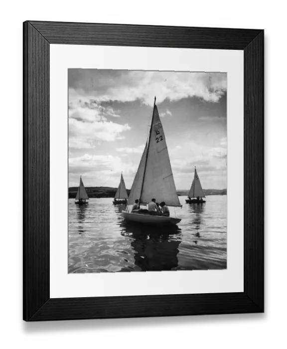 Framed Print : Yachting. 16th July 1955: Youngsters in Loch Long-style yachts learning Framed Print : Yachting. 16th July 1955: Youngsters in Loch Long-style yachts learning