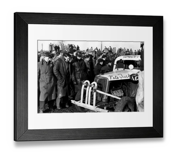 Framed Print : Stock Car. 16th April 1955: Tanya Crouch a stock car racer racing under Framed Print : Stock Car. 16th April 1955: Tanya Crouch a stock car racer racing under