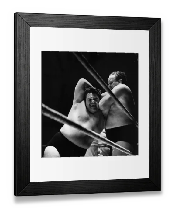Framed Print : Wrestling. December 1954: Two wrestlers, Hussey Framed Print : Wrestling. December 1954: Two wrestlers, Hussey