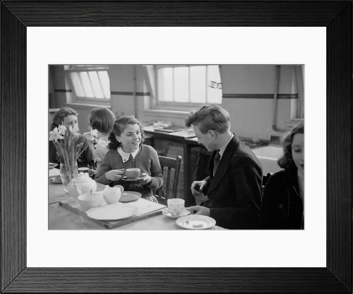 Framed Print : Lunchtime. Pupils at lunch at Nechells Senior Modern School in Birmingham, February 1954 Framed Print : Lunchtime. Pupils at lunch at Nechells Senior Modern School in Birmingham, February 1954