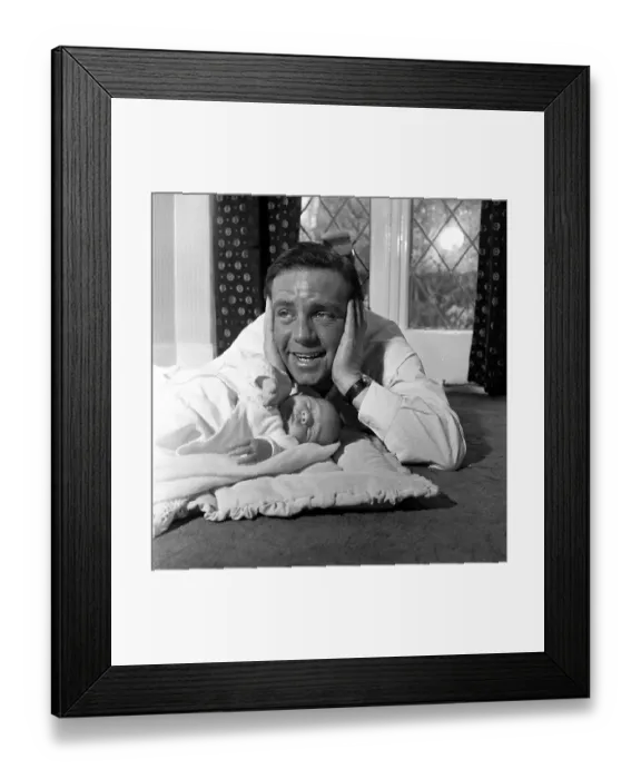 Framed Print : Baby Joke. 30th January 1954: British slapstick comedian Framed Print : Baby Joke. 30th January 1954: British slapstick comedian