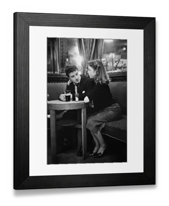 Framed Print : Pub Date. A young woman having a drink in a London pub with her boyfriend, December 1953