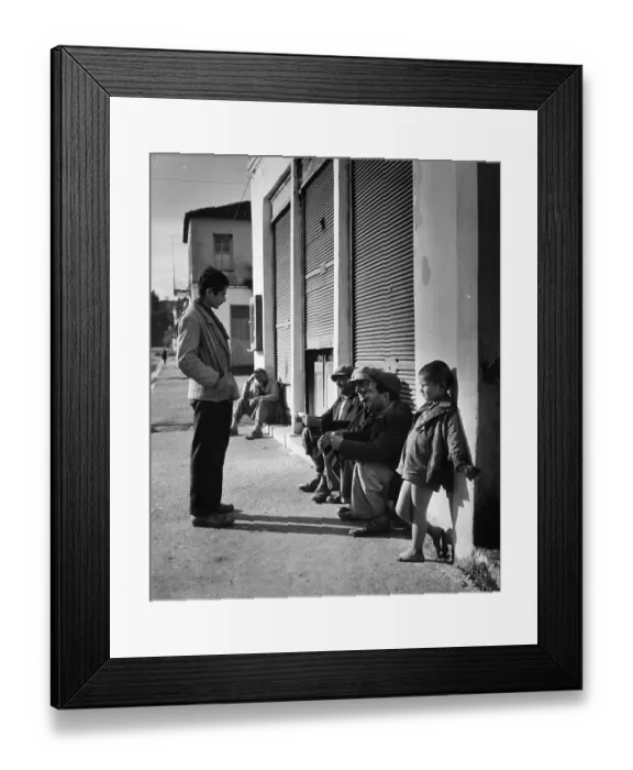 Framed Print : Olympians. 5th July 1952: The villagers of Olympia in Greece sit and chew the fat Framed Print : Olympians. 5th July 1952: The villagers of Olympia in Greece sit and chew the fat