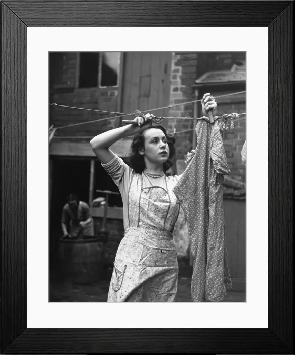 Framed Print : Washday. 13th January 1951: Hairdresser Betty Burden of Birmingham helping Framed Print : Washday. 13th January 1951: Hairdresser Betty Burden of Birmingham helping