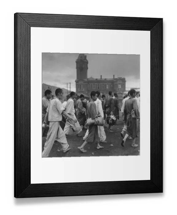 Framed Print : Internees Roped Together Framed Print : Internees Roped Together