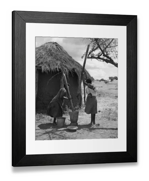 Framed Print : Corn Grinding