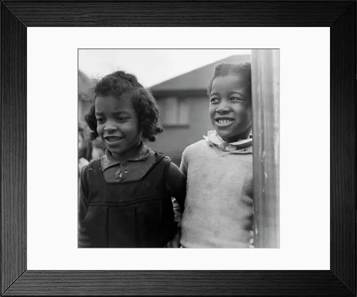 Framed Print : Tiger Bay. Two friends playing outside in the dockland area of Cardiff Framed Print : Tiger Bay. Two friends playing outside in the dockland area of Cardiff