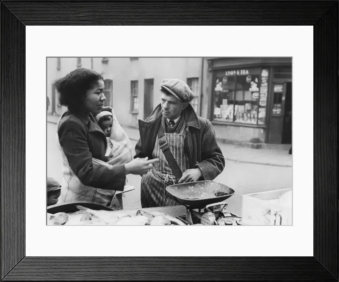 Framed Print : Tiger Bay. The multicultural community of Butetown or Tiger Bay in Cardiff, Wales, 1950 Framed Print : Tiger Bay. The multicultural community of Butetown or Tiger Bay in Cardiff, Wales, 1950