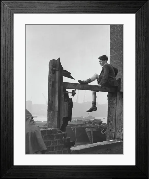 Framed Print : Boys Watching Shipping Framed Print : Boys Watching Shipping