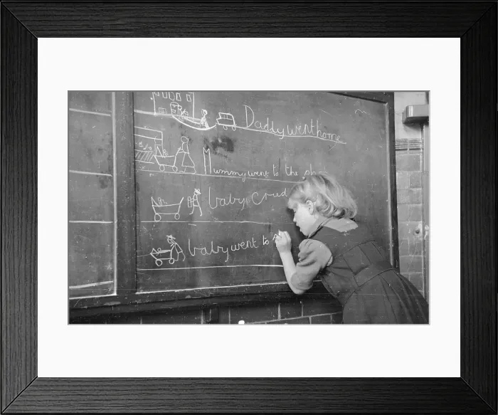 Framed Print : Girl At Blackboard Framed Print : Girl At Blackboard