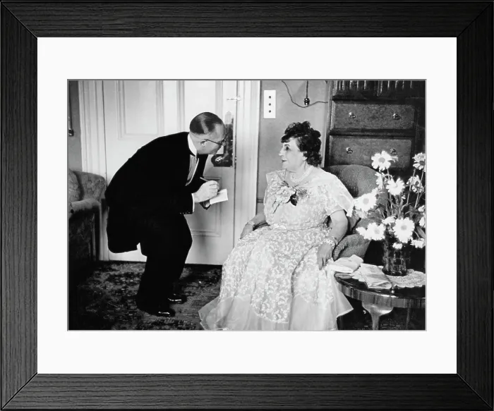 Framed Print : Waiter Visits Imperial Hotel Guest
