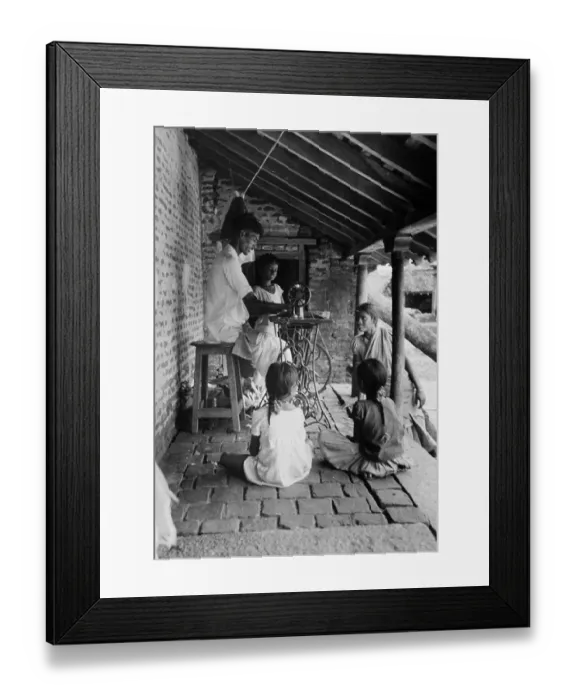 Framed Print : Porch Sewing Framed Print : Porch Sewing