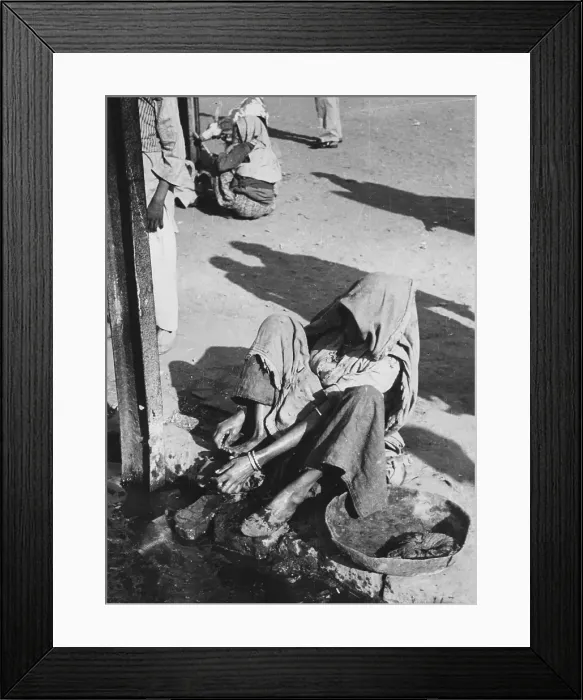 Framed Print : Sweeper Washes Feet Framed Print : Sweeper Washes Feet