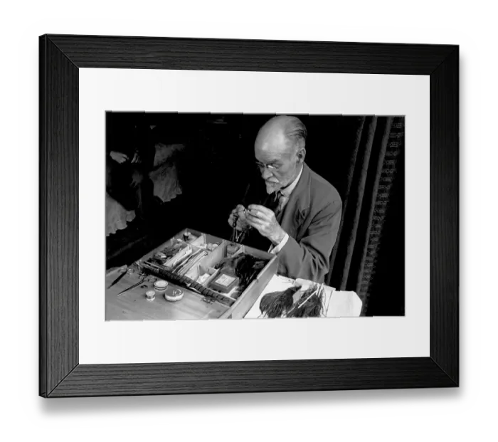 Framed Print : Fly Tying. 29th April 1944: A man making artificial flies for trout fishing Framed Print : Fly Tying. 29th April 1944: A man making artificial flies for trout fishing