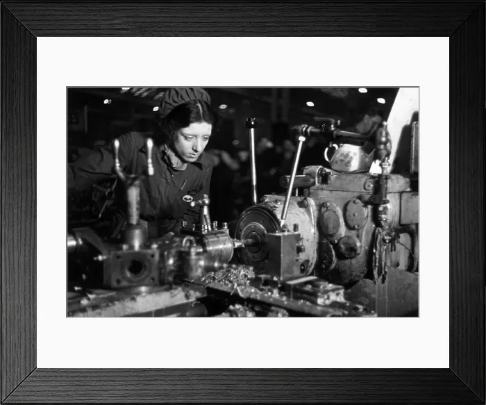 Framed Print : War Work. 5th July 1941: A woman at work in a munitions factory Framed Print : War Work. 5th July 1941: A woman at work in a munitions factory