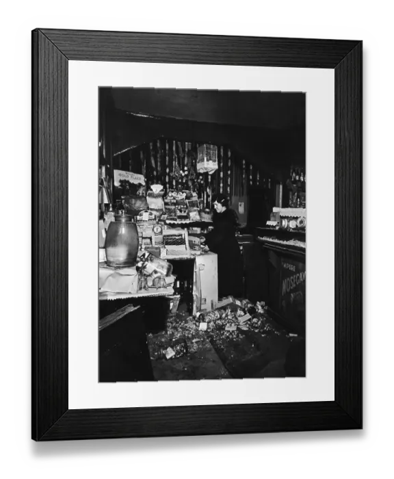 Framed Print : Blitzed East End Shop Framed Print : Blitzed East End Shop