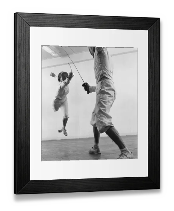 Framed Print : Fencers. 27th April 1957: Fencers June Paul (nee Foulds) Framed Print : Fencers. 27th April 1957: Fencers June Paul (nee Foulds)