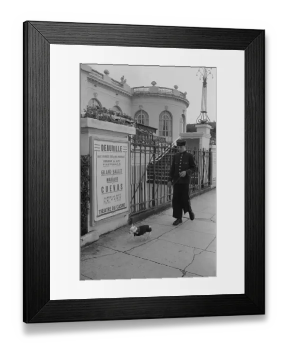 Framed Print : Deauville Dog Walker Framed Print : Deauville Dog Walker