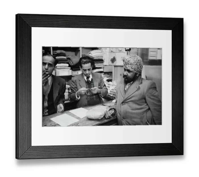 Framed Print : Sikhs In Textile Shop Framed Print : Sikhs In Textile Shop