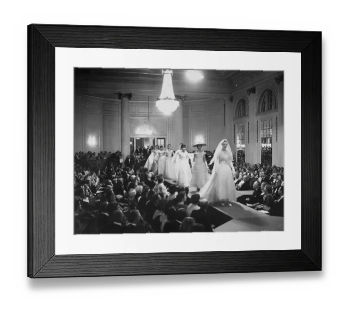 Framed Print : Dior Show. Mannequins walking down the 64 foot catwalk during the grand Framed Print : Dior Show. Mannequins walking down the 64 foot catwalk during the grand