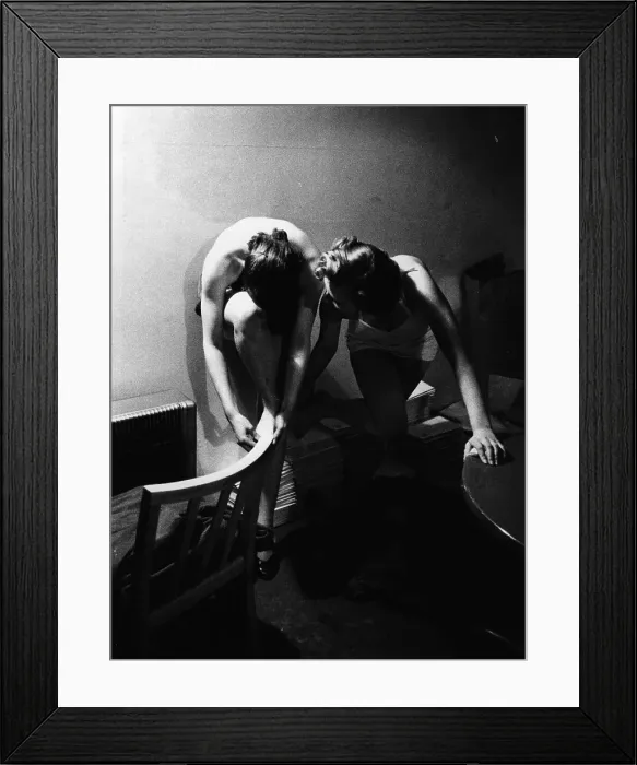 Framed Print : Models. Two local models preparing for a photo shoot organised by the Scarborough Framed Print : Models. Two local models preparing for a photo shoot organised by the Scarborough