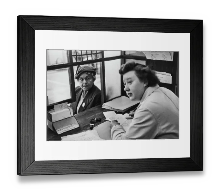 Framed Print : Royal Free Hospital Appointments Desk, 1954 Framed Print : Royal Free Hospital Appointments Desk, 1954