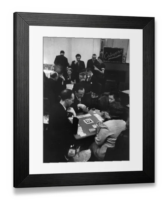 Framed Print : Card Game. 1954: People playing cards at the Calypso club Framed Print : Card Game. 1954: People playing cards at the Calypso club