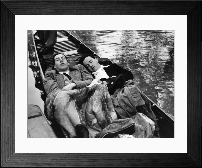 Framed Print : Boat Nap. 17th May 1952: Two Oxford University students have a rest in Framed Print : Boat Nap. 17th May 1952: Two Oxford University students have a rest in