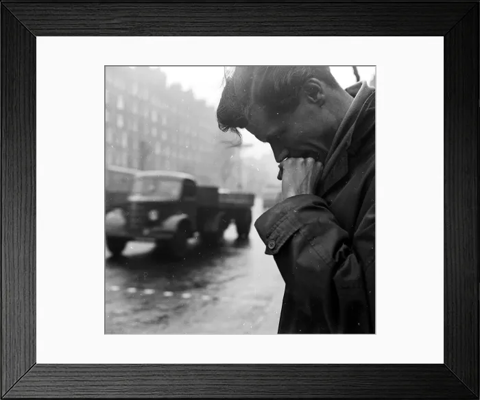 Framed Print : Despair. 17th April 1954: Harry Brown feels the terrible burden of his Framed Print : Despair. 17th April 1954: Harry Brown feels the terrible burden of his