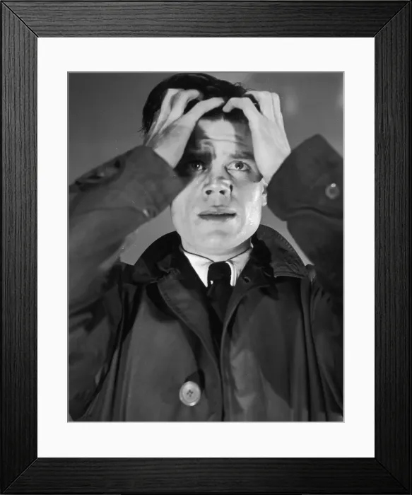 Framed Print : Anxiety. April 1954: Actor Terence Brook looking anxious Framed Print : Anxiety. April 1954: Actor Terence Brook looking anxious