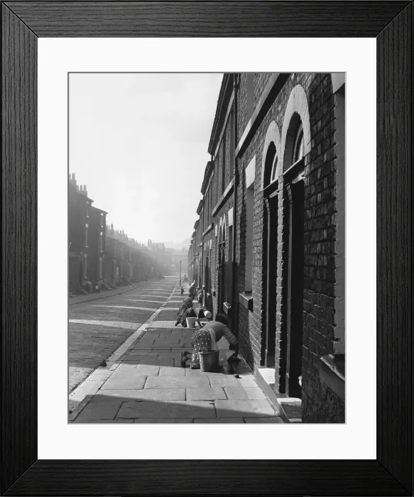 Framed Print : Scrubbing Doorsteps Framed Print : Scrubbing Doorsteps