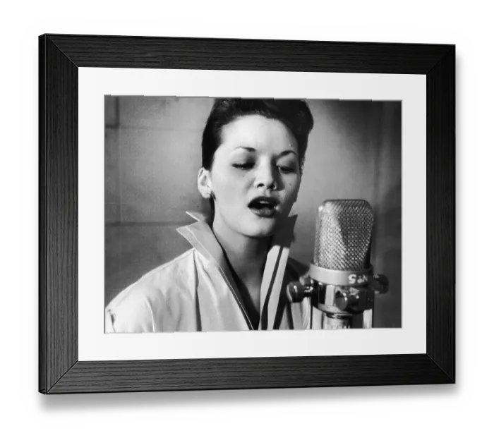 Framed Print : Lita Roza. 1954: Singer Lita Roza records a song at Decca Studios Framed Print : Lita Roza. 1954: Singer Lita Roza records a song at Decca Studios