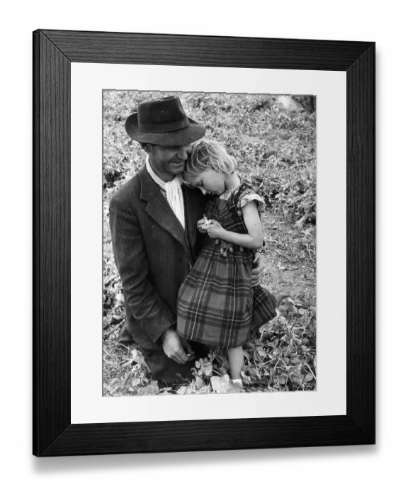 Framed Print : Pea Picking Father Framed Print : Pea Picking Father