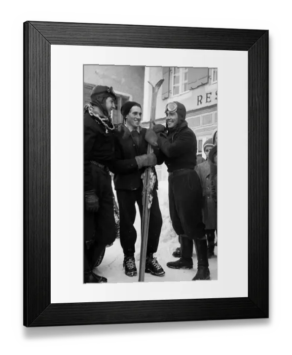 Framed Print : Sidecar Skiers Framed Print : Sidecar Skiers