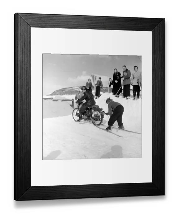 Framed Print : Motorcycle Skiing Framed Print : Motorcycle Skiing