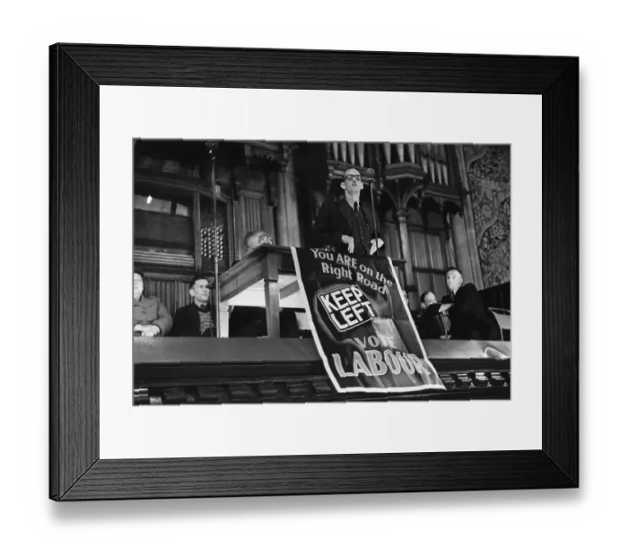 Framed Print : Keep Left. 25th February 1950: Joe Hale, Labour candidate for Rochdale Framed Print : Keep Left. 25th February 1950: Joe Hale, Labour candidate for Rochdale