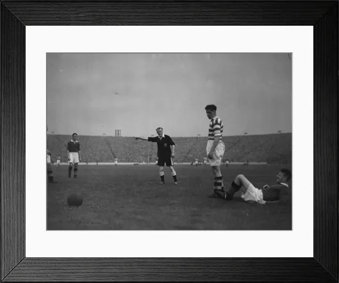 Framed Print : Foul Play. 15th October 1949: Rangers Jock Shaw on the right is fouled Framed Print : Foul Play. 15th October 1949: Rangers Jock Shaw on the right is fouled
