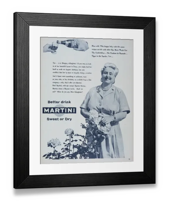 Framed Print : Martini. 1957: English novelist Margery Allingham Framed Print : Martini. 1957: English novelist Margery Allingham