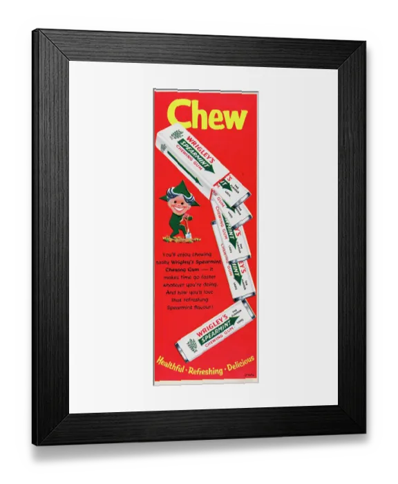 Framed Print : Wrigley's Spearmint Chewing Gum
