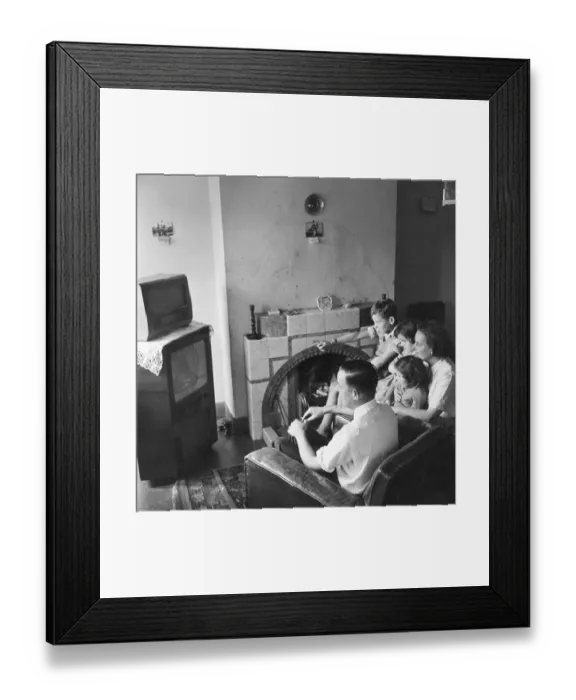 Framed Print : TV Family. 1st February 1957: A British family of five watch television Framed Print : TV Family. 1st February 1957: A British family of five watch television