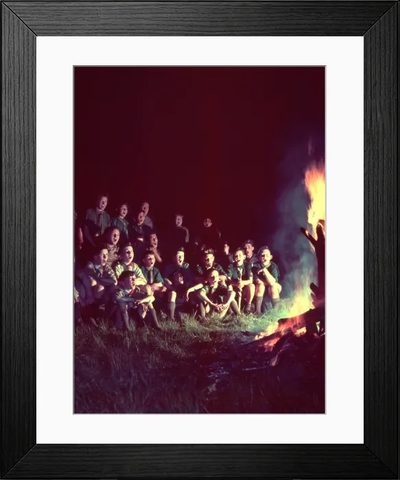 Framed Print : Camp-Fire. Scouts singing round the camp-fire Framed Print : Camp-Fire. Scouts singing round the camp-fire