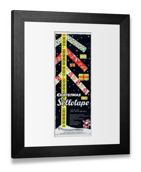 Framed Print : Sellotape. 1956: Advertisement for Sellotape adhesive tape showing the Framed Print : Sellotape. 1956: Advertisement for Sellotape adhesive tape showing the