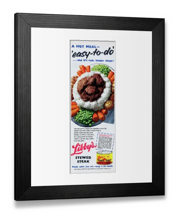Framed Print : Libby's Stewed Steak Framed Print : Libby's Stewed Steak