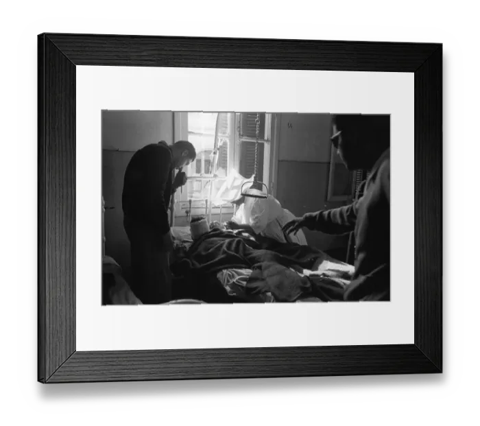 Framed Print : Wounded. 19th November 1956: A wounded Egyptian being cared for at the Framed Print : Wounded. 19th November 1956: A wounded Egyptian being cared for at the
