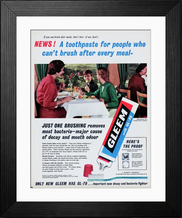 Framed Print : Gleem Toothpaste Framed Print : Gleem Toothpaste