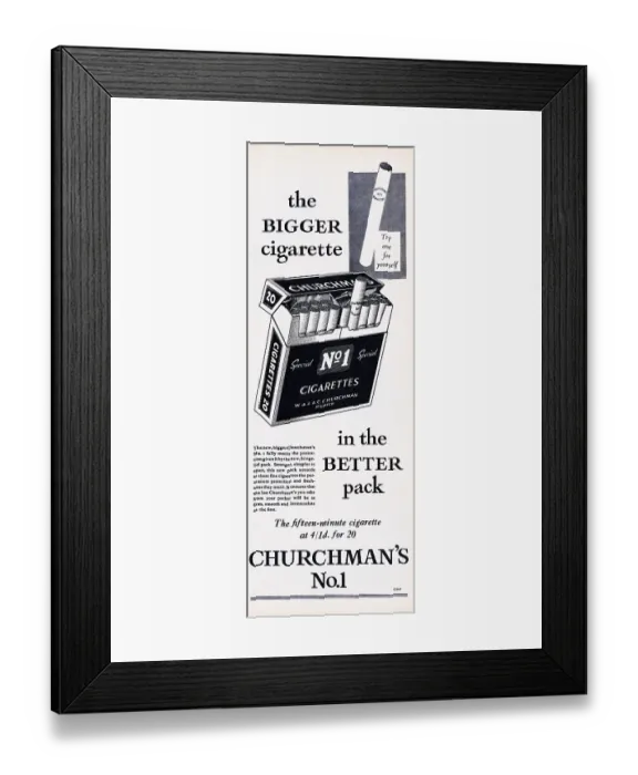 Framed Print : Churchman's No. 1 Cigarettes Framed Print : Churchman's No. 1 Cigarettes