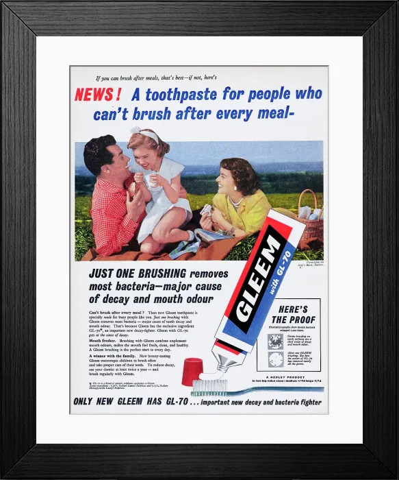 Framed Print : Gleem GL-70 Toothpaste Framed Print : Gleem GL-70 Toothpaste