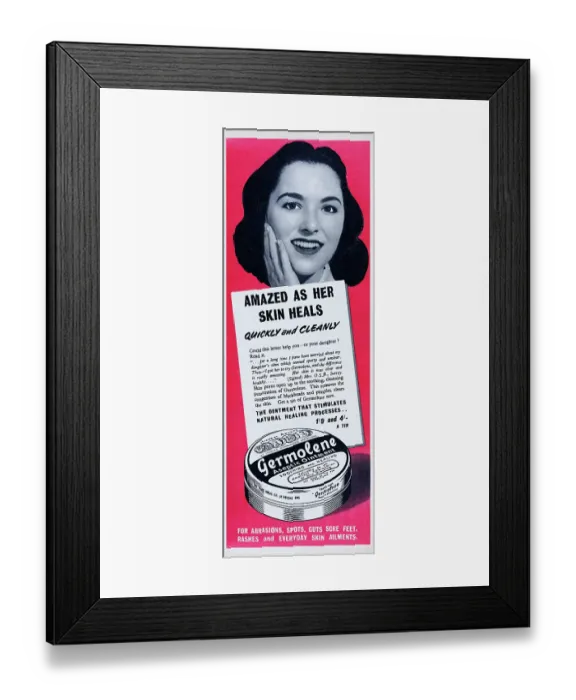 Framed Print : Germolene. 1956: Advertisement for Germolene Aseptic Ointment skin cream Framed Print : Germolene. 1956: Advertisement for Germolene Aseptic Ointment skin cream