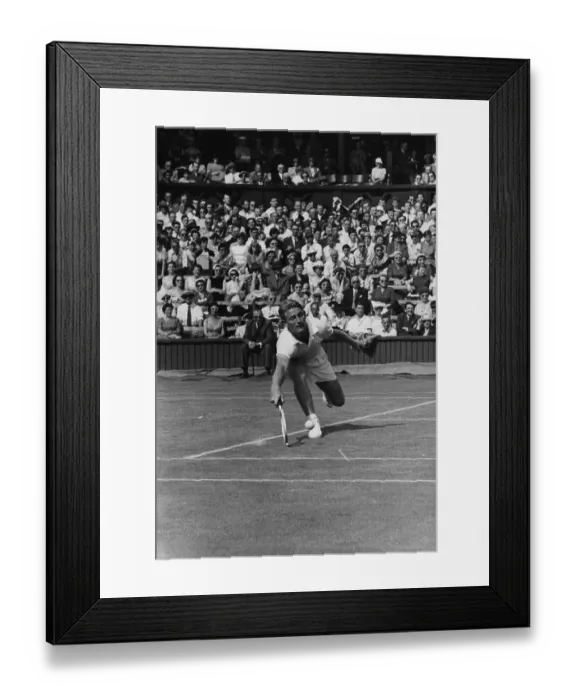 Framed Print : Lew Hoad of Australia in action during a match at the Wimbledon Lawn Tennis Championships Framed Print : Lew Hoad of Australia in action during a match at the Wimbledon Lawn Tennis Championships
