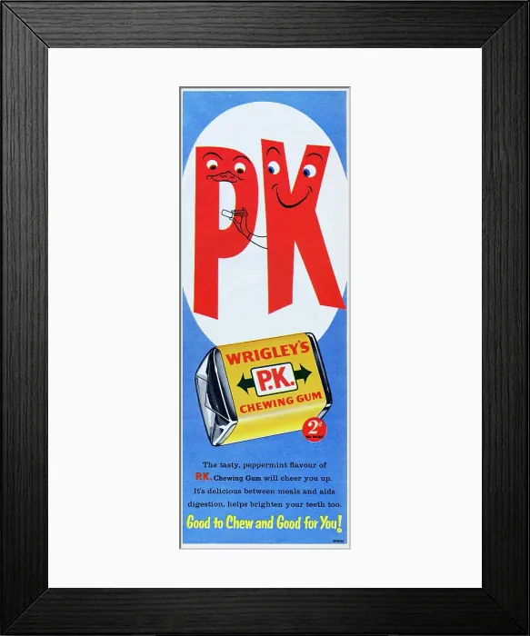 Framed Print : Wrigley's P.K. Chewing Gum Framed Print : Wrigley's P.K. Chewing Gum